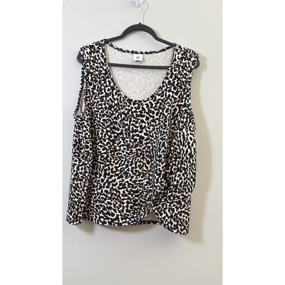 Cabi Tank Knotty Tank Leopard Print Front Sleeveless Women XXL Style #5759